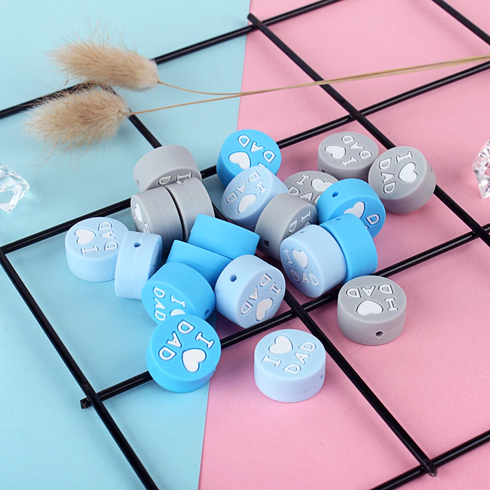 Keep& Grow 10 шт Силиконовые Бусины Mini I Love Dad силиконовые бусины для прорезывания зубов силиконовые грызуны DIY Изготовление ожерелья подвеска детские товары