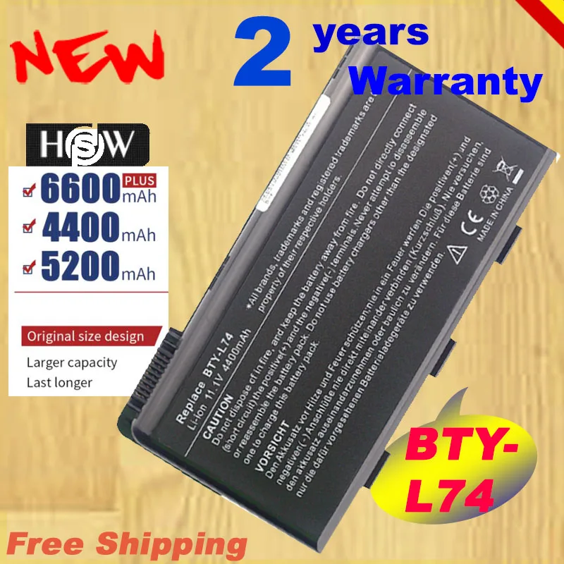 Аккумулятор HSW для ноутбука MSI BTY-L74 BTY-L75 91NMS17LD4SU1 91NMS17LF6SU1 957-173XXP-101 957-173XXP-102 CX600 быстрая
