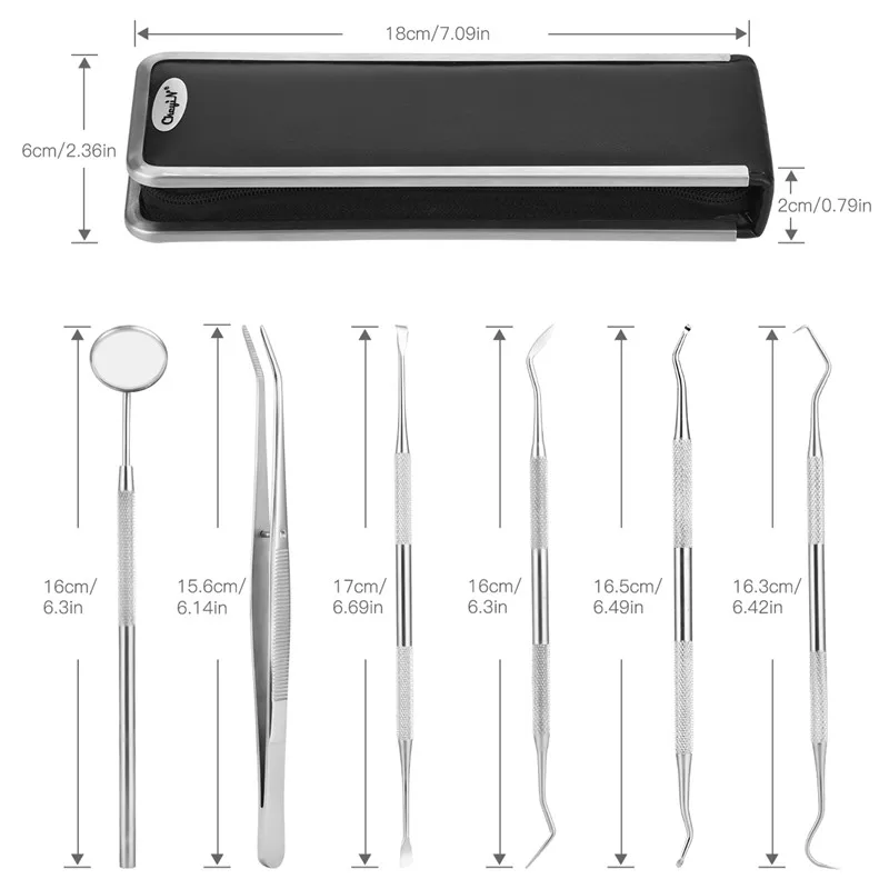6Pcs set Stainless Steel Teeth Cleaning Tooth Stone Remover Pick Scaler Tweezer Scraper Mirror Stainless Steel 4