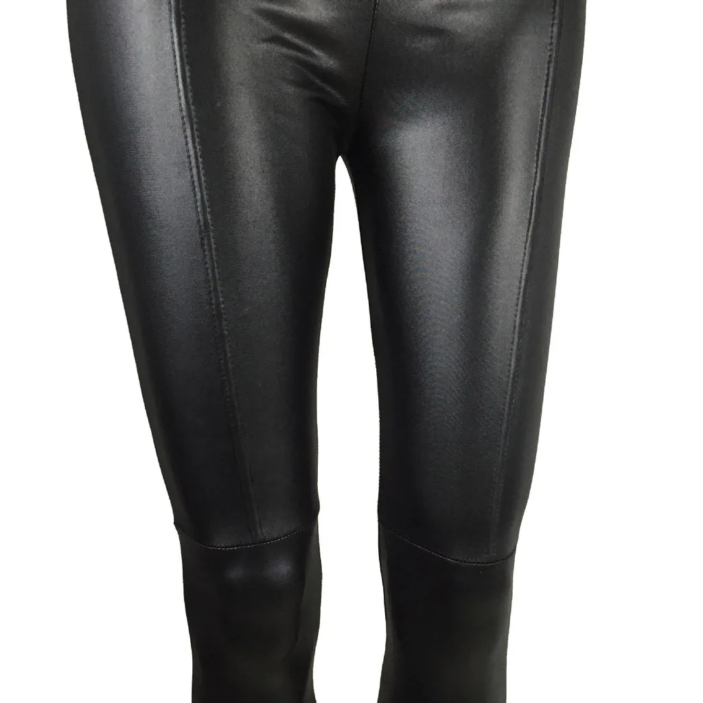 Осенние женские брюки из искусственной кожи, модные обтягивающие брюки с высокой талией, сексуальные женские кожаные брюки размера плюс# YL10