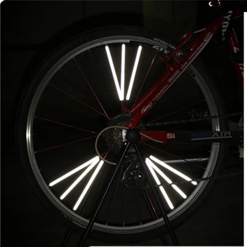 12pcs hot reflective card strip bicycle spoke reflective strip mountain bike steel rim reflective strip bicycle 30N27 (14)