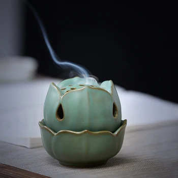 

Chinese Ceramics Incense Burner Buddha Church Vaper Smoke Lotus Aroma Diffuser Incense Burner Incensario Home Decor DB60XX