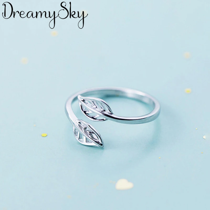 DreamySky Преувеличенные ретро 925 пробы серебряные кольца с двойным листом для женщин обручальные кольца мужские винтажные тайские серебряные ювелирные изделия