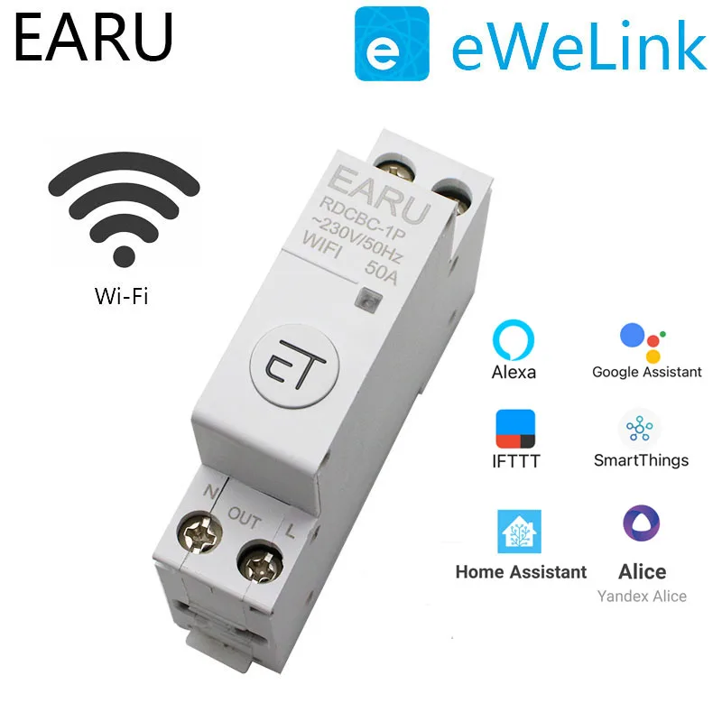 1P din-рейка WIFI автоматический выключатель Умный таймер реле дистанционное