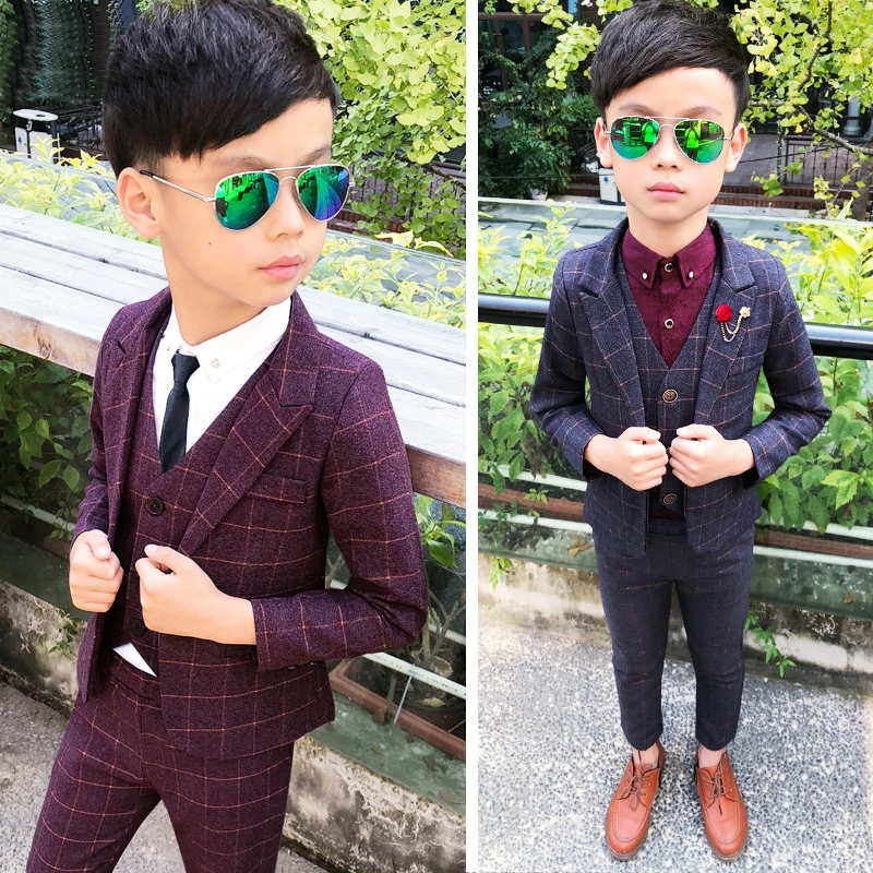3 PCS Formal Boys Clothes Blazer Vest Pants Children Wedding Suits Tuxedos Kids Elegant Clothing Sets Boy Carnival Party Suit
