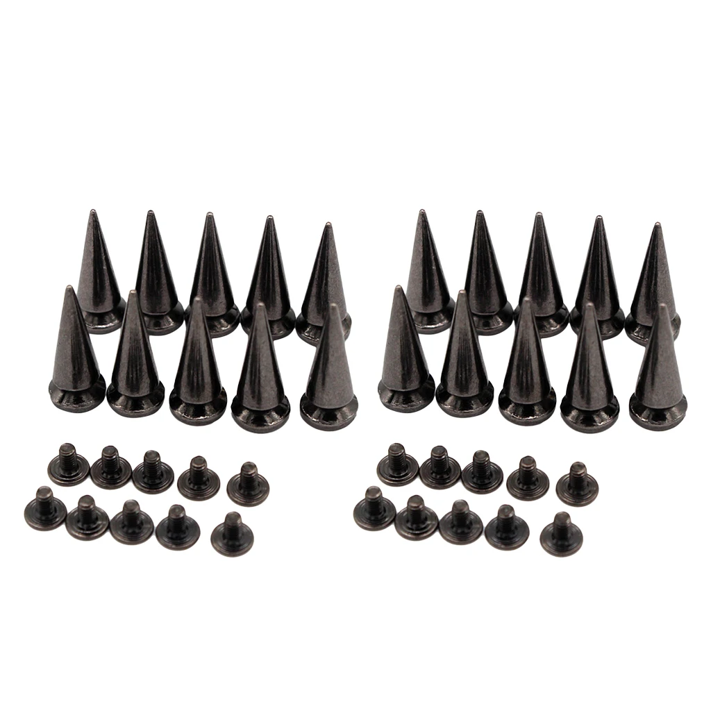 20 Sets 25mm Cone Screw Back Metal Studs Bags Leathercraft Rivets Black