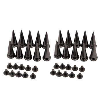 

20 Sets 25mm Cone Screw Back Metal Studs Bags Leathercraft Rivets Black