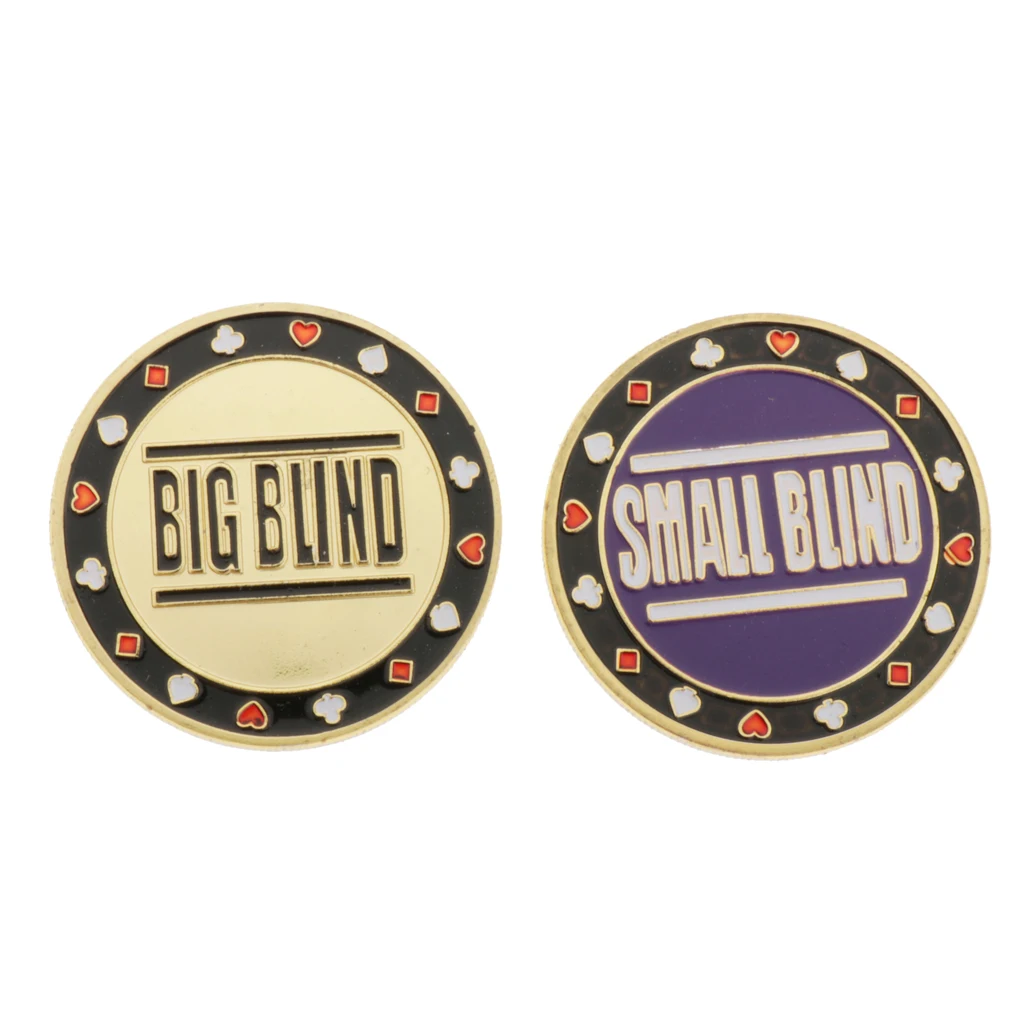 2pcs Metal Dealer Button Chips Blind Big/Small Texas Holdem Game Parts