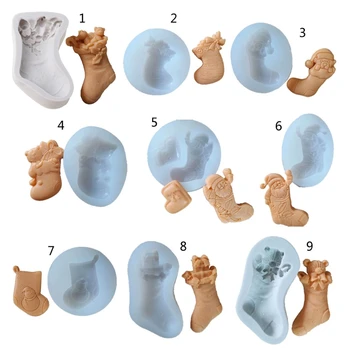 

Silicone Christmas Socks Epoxy Resin Molds Santa Claus Socks Non-Stick Chocolate Jelly Baking Mold for Party Xmas Gift