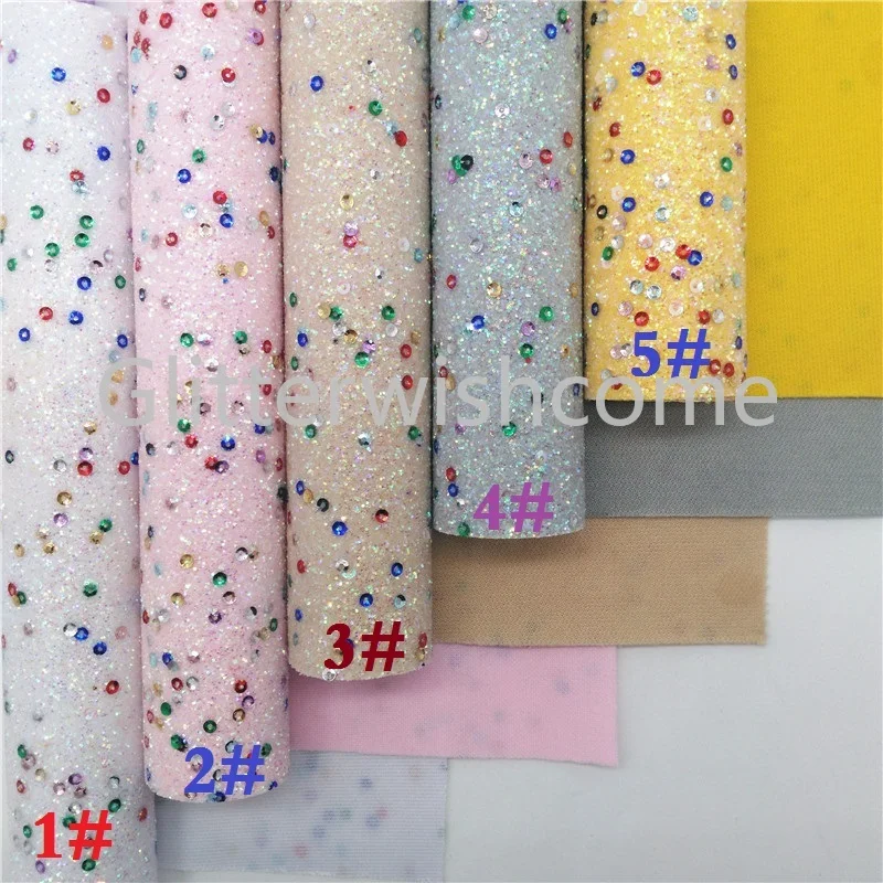 Glitterwishcome 21X29 см A4 Размеры неоновый блеск с блестками; блестящие туфли-лодочки на устойчивом кожа, искусственная кожа из искусственной кожи тканевый Виниловый фон для банты, GM632A