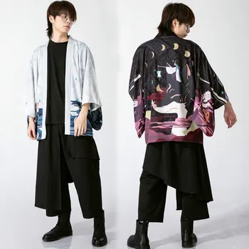 

Kimonos Cardigan Men Women 2020 Japanese Traditional Kimono Jackets Harajuku Blouses Streetwear Male Loose Shirts Samurai Yukata
