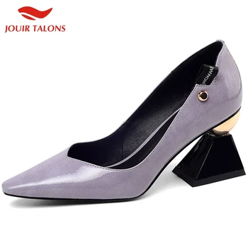 

Jouir Talons Luxury Brand Hoof High Heels Pointed Toe Patent Leather Skin Pumps Woman Shoes Women