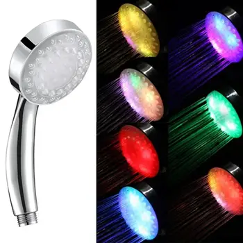 

Romantic Automatic Magic 7 Color 5 LED Lights Handing Rainfall New Shower Head Single Round Head for Water Bath Bathroom New