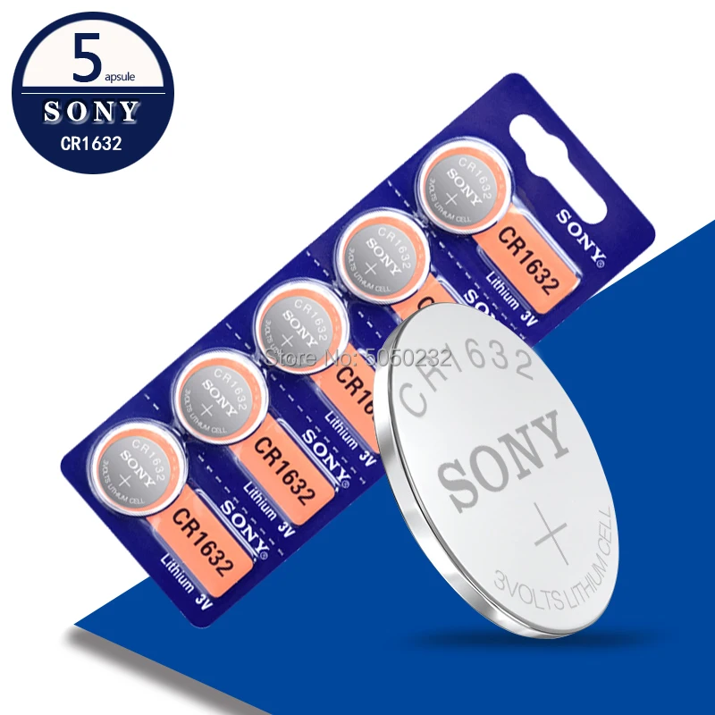 Pila de botón Original para reloj Sony CR1632, 5 unidades/lote, mando a distancia, cr 1632, ECR1632, GPCR1632, 3v, batería de litio
