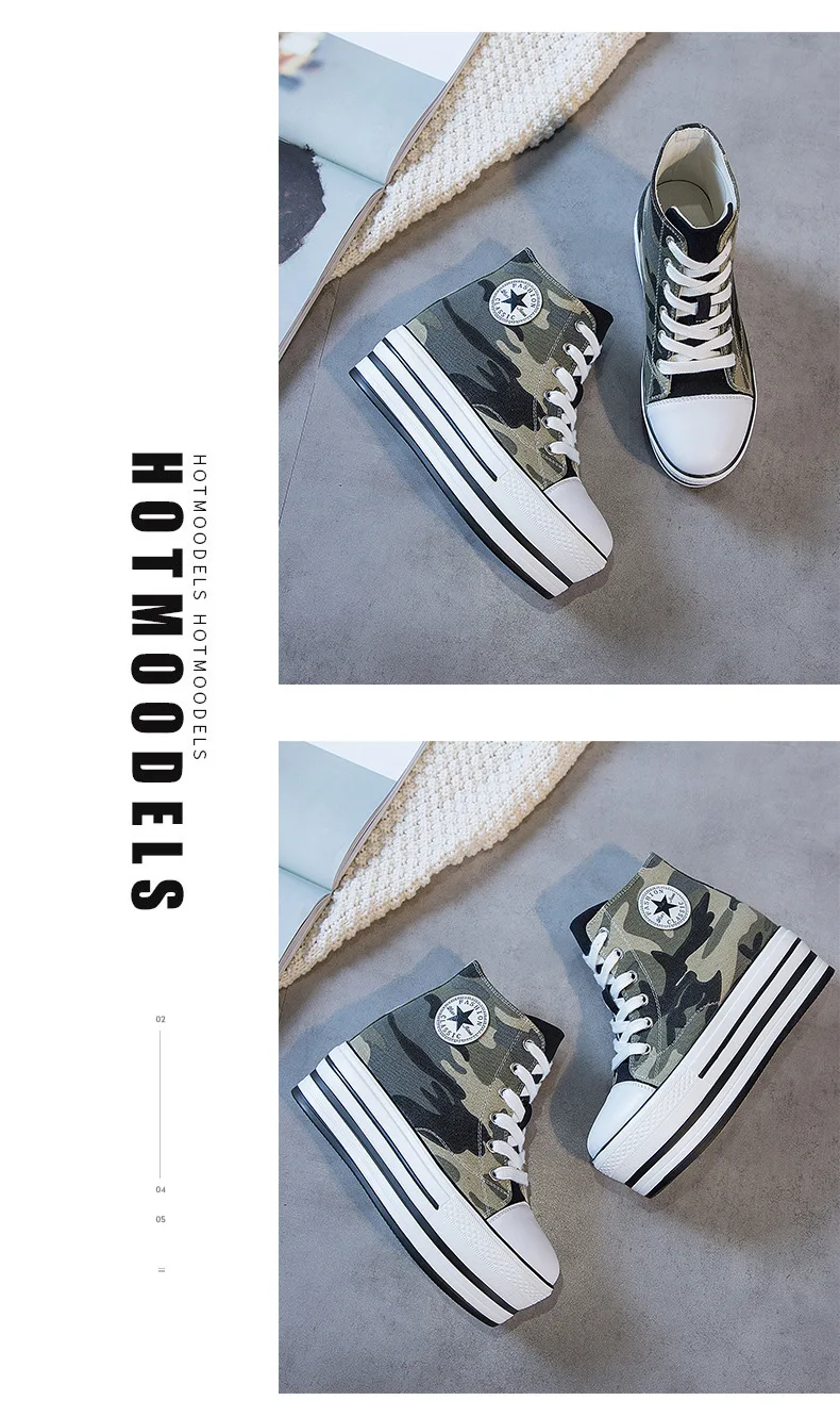 Female heightening shoes platform sports shoes comfortable Camouflage shoes women's shoes breathable shoes women J3-86