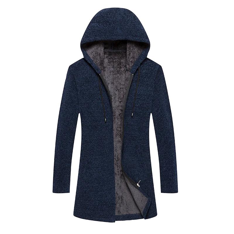 Mens Cardigan Sweaters Smart Male Winter Fashion Casual Slim Thick Solid MOOWNUC Hat