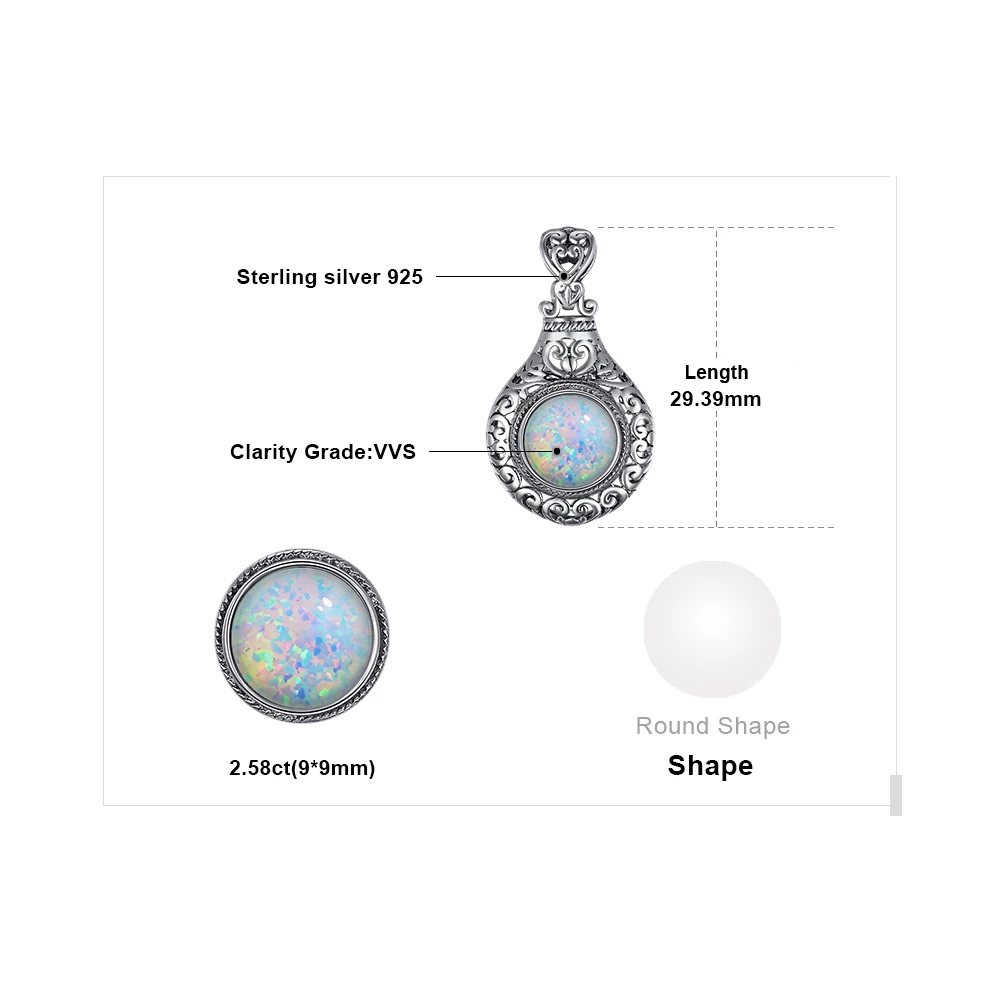 JewelryPalace Vintage 2,5 ct Cabochon Synthetischer Opal 925 Sterling Silber Herz Liebe Statement Anhänger Halskette Choker Nr._voghion.com