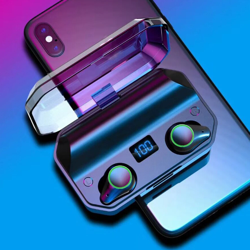 

Samload Bluetooth 5.0 Earphones Instant Connected wireless Headphones with Mic 7000mAh High Capacity Charging Case as Power Bank