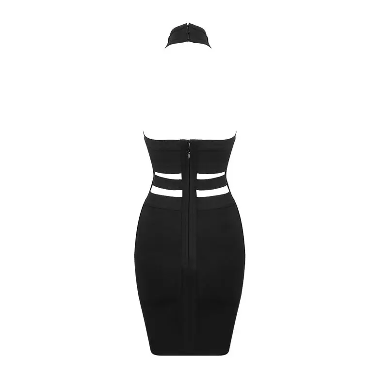 Летнее платье, 3 цвета, сексуальное черное Бандажное платье с лямкой на шее, дизайнерское мини-платье в стиле панк, вечерние платья