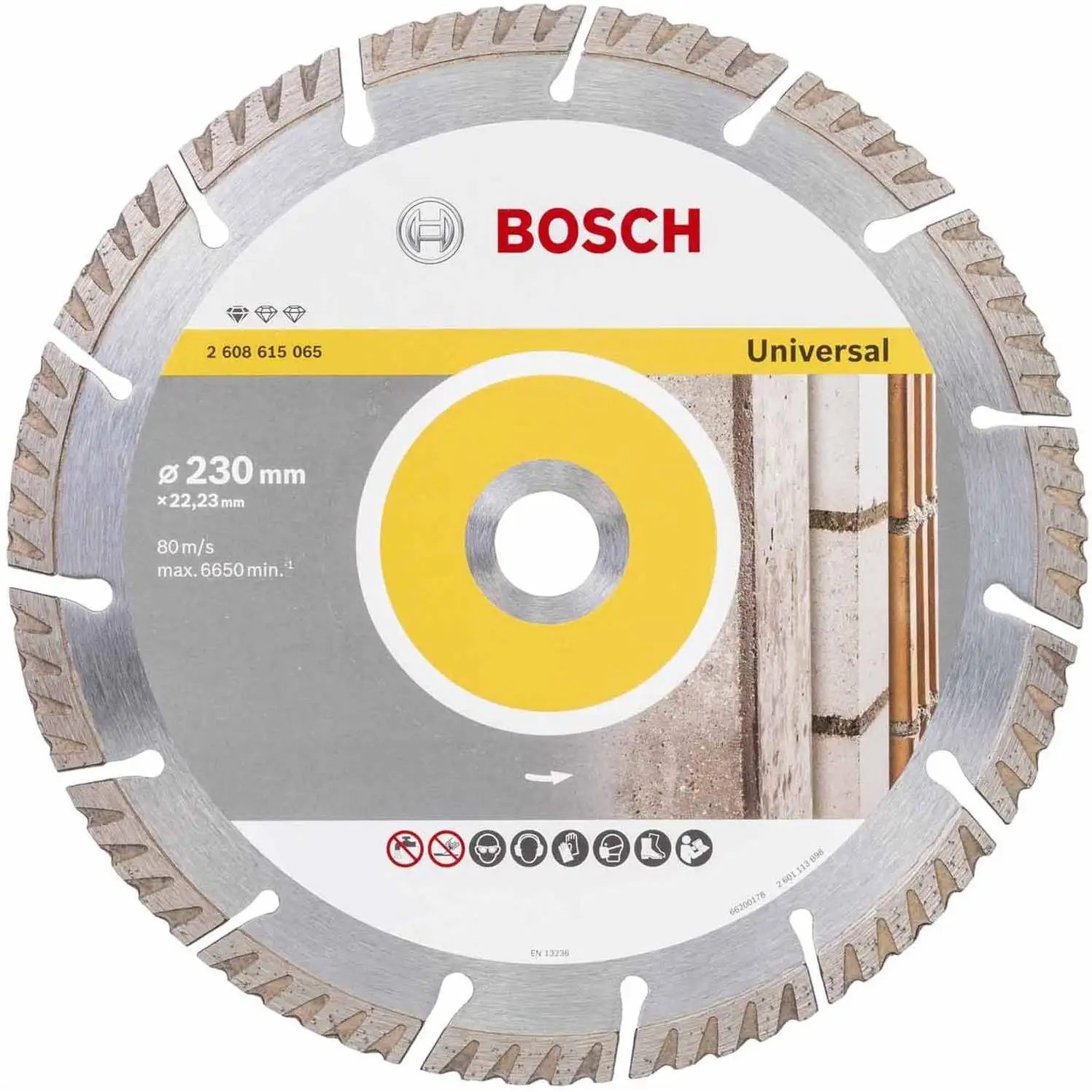 Диск алмазный BOSCH Ф230х22 23 универсальный Stf Universal (065) (диаметр 230 мм до 6650 об/мин
