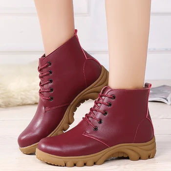 

Women Boots Autumn Female Casual Shoes Flat Fashion Lace-Up Solid Comfortable Sneakers Sapato Feminino Haussures Femme Ete 2121