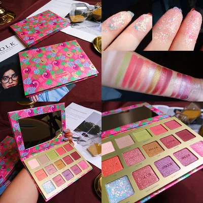 Тени для век pallete 15 цветов Теплая Милая Красивая пигментная кисть и зеркальная