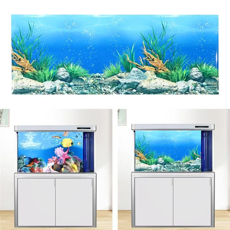 

Double-Sided Aquarium Background Sticker 3d Adhesive Wallpaper Fish Tank Decorative Pictures Underwater Sticker Backdrop Image