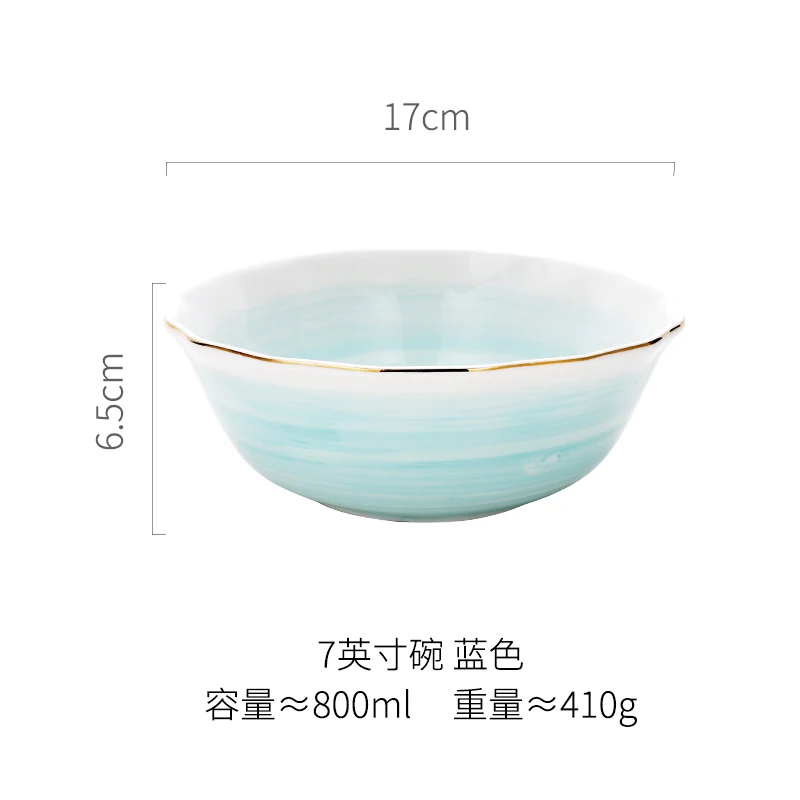 Скандинавская креативная керамическая тарелка, посуда, бытовая кухонная упаковка, чаша, золотой обод, градиентные обеденные тарелки, симпатичная тарелка - Цвет: 17x6.5cm