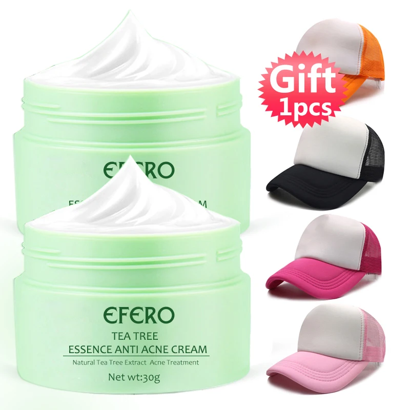 1pcs hat gift H Крем для лица против акне чайного дерева, удаление шрамов, сужение пор, восстанавливающий крем для лица, устраняет акне, крем для ухода за кожей, эссенция чайного дерева - Цвет: 1pcs hat gift H