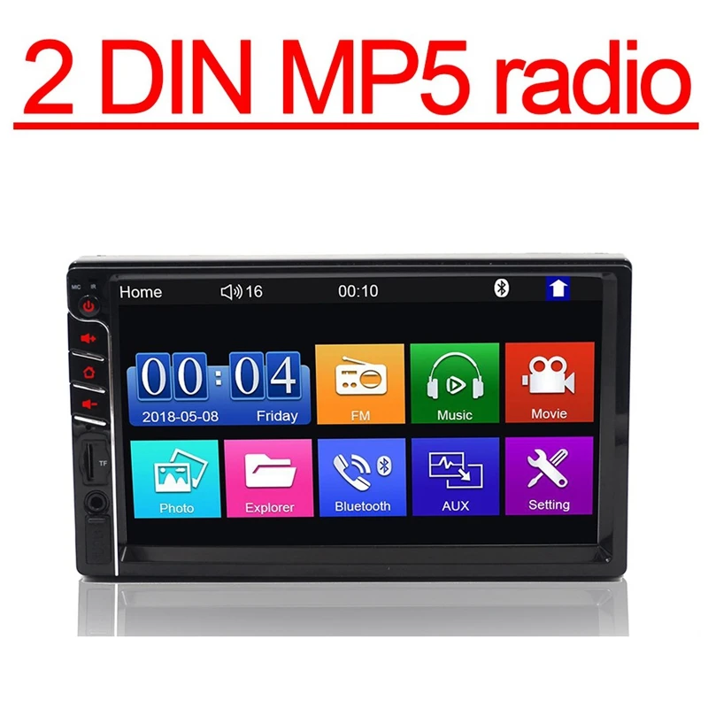 2 Din Автомобильный мультимедийный Радио Hd 7 дюймов пресс контактный экран стерео Bluetooth 12 В 2Din Fm Iso мощность Aux вход Авто Mp5 плеер Sd Usb