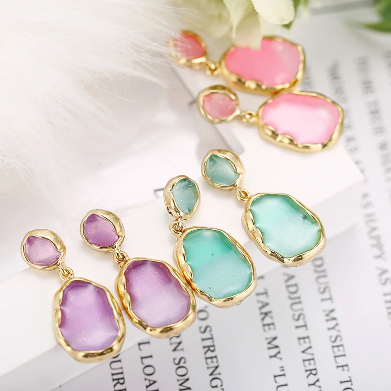 

Candy Color Irregualr Waterdrop Geometric Acrylic Resin Dangle Earrings For Women Fashon Jewelry