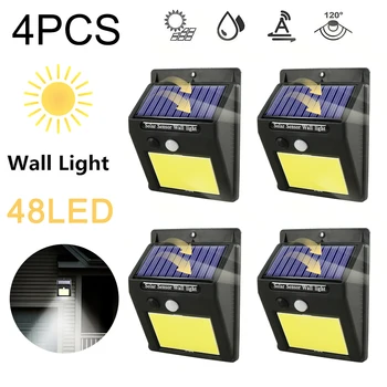 

4Pcs/Set 48 LEDs Solar Light Outdoor Solar Lamp Powered Sunlight Waterproof PIR Motion Sensor Street Light For Garden Decoration