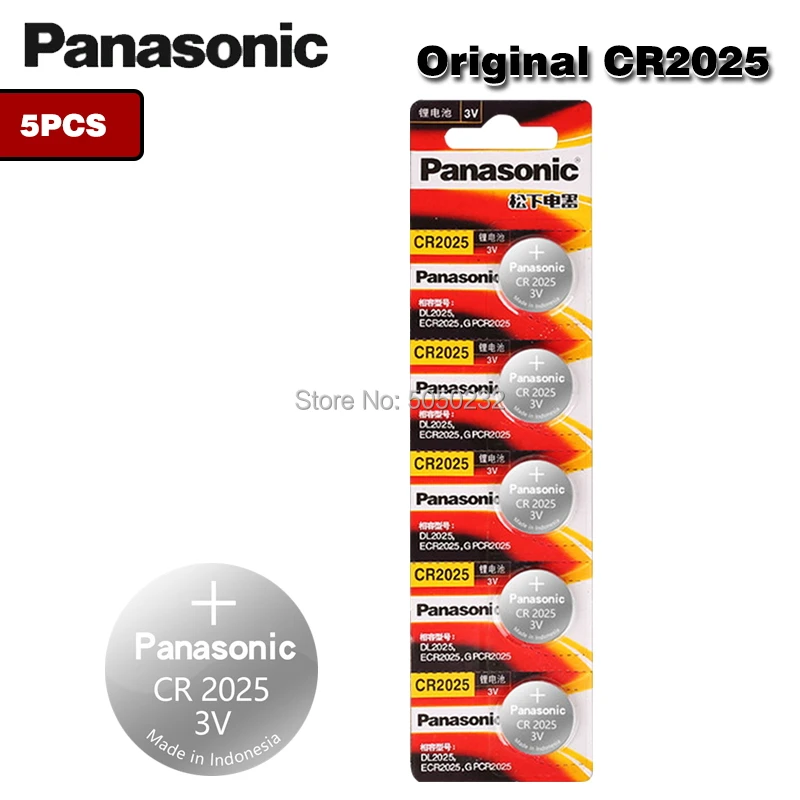 PANASONIC-pila de botón Original CR2025, pilas de litio de 3V, CR 2025, para relojes de juguete, Control de ordenador y calculadora, 5 unids/lote