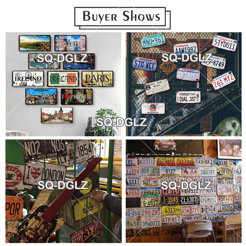 SQ-DGLZ] Country Flag+Name License Plate Bar Wall Decoration