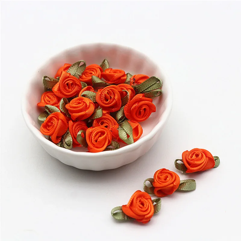 Green Leaf Rose Ribbon DIY Decoration Bowknot for Clothing Accessories (50-100pcs)