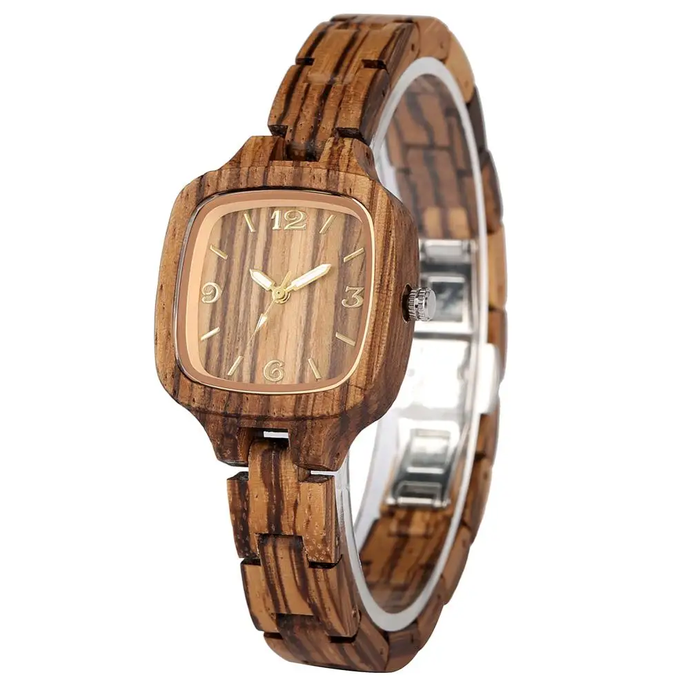 

Analog Wooden Watch Ladies Full Wood Women's Wristwatch Creative Female Clock Wrist Bangle Watches relogios femininos de pulso