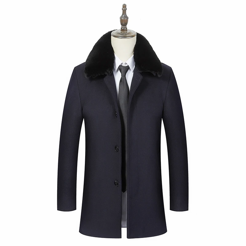 Зимнее повседневное шерстяное пальто для мужчин среднего и старшего возраста