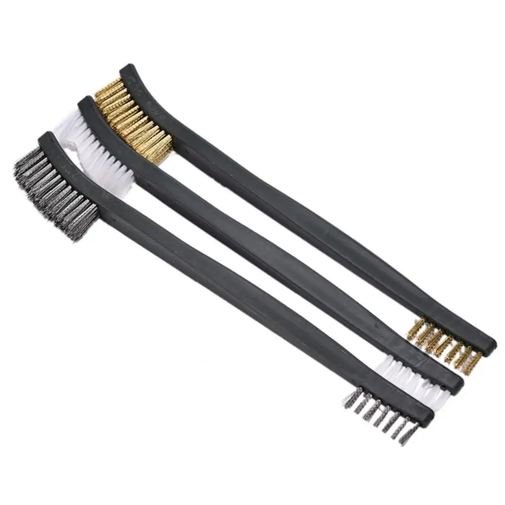 3 Mini Wire Brush Set Steel Brass Nylon Clean Polished Metal Rust Proof Tool Steel Cleaning Polishing Details Metal Rust Brush