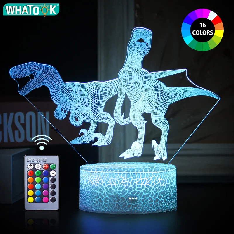 3D Dinosaur LED Night Light Touch Remote Table Lamp 16 Color Lights Birthday Holiday Lighting Baby Kids Gifts Child Decor Home