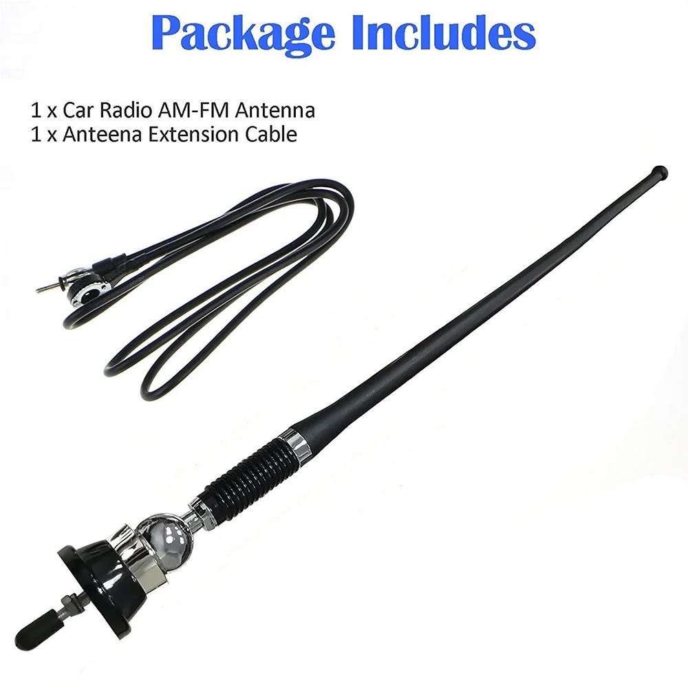 16.9 Inch Car FM AM Radio Antenna, Flexible Mast Antenna Universal Wing