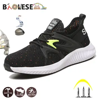 

BAOLESEM Man Safety Shoes Man Work Shoes Steel Cap Toe Anti-smashing Kevlar Mid-sole Pucture Proof Lightweight Safety Work Shoes