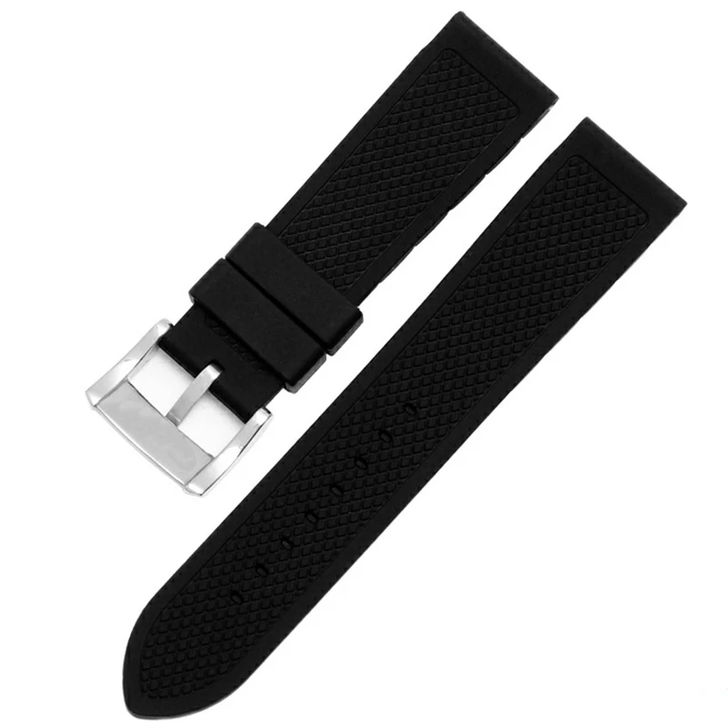 Silicone Waterproof Watchband - Black & Blue Angel Design, 20/23mm Strap