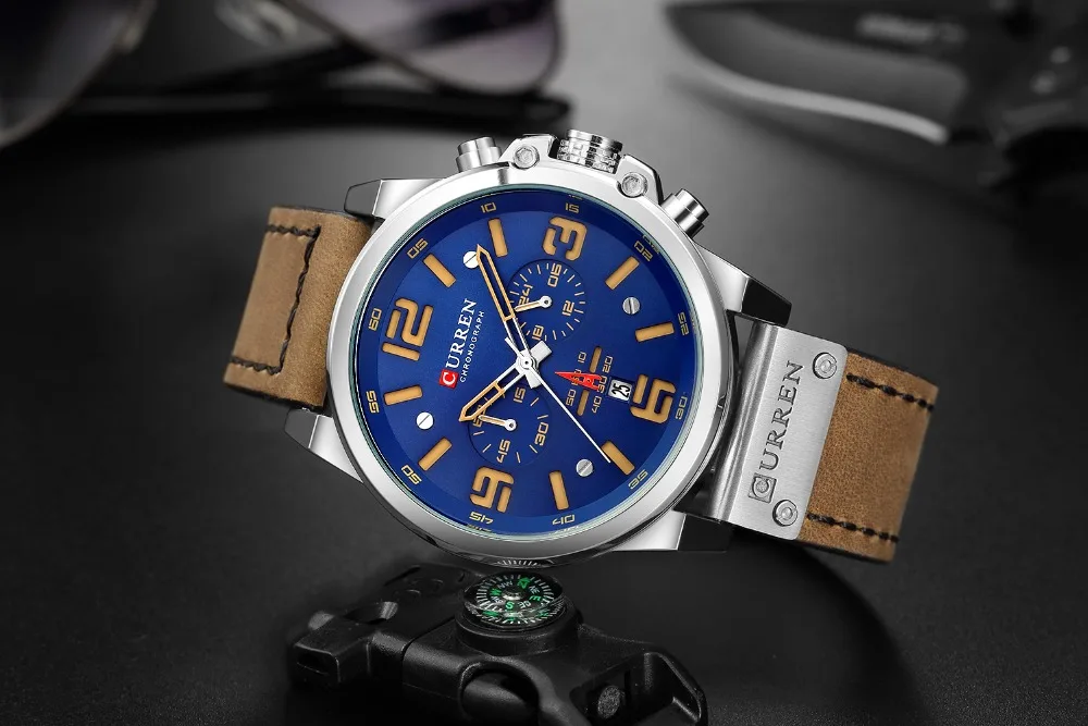 Горячая распродажа CURREN хронограф спортивные кварцевые часы мужские модные военные кожаные наручные часы мужские подарок relogio masculino 8314