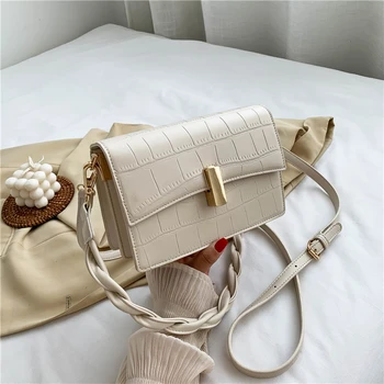 

Burminsa Chic Stone Pattern Crossbody Bags For Women Braided Strap High Quality Small Underarm Female Shoulder Bags Summer 2020