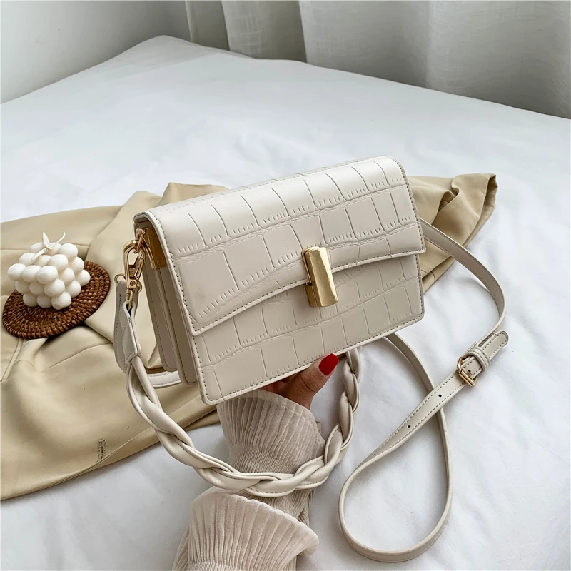 

Burminsa Stone Pattern Small Crossbody Bags For Women Braided Strap High Quality Small Underarm Female Shoulder Bags Autumn 2020