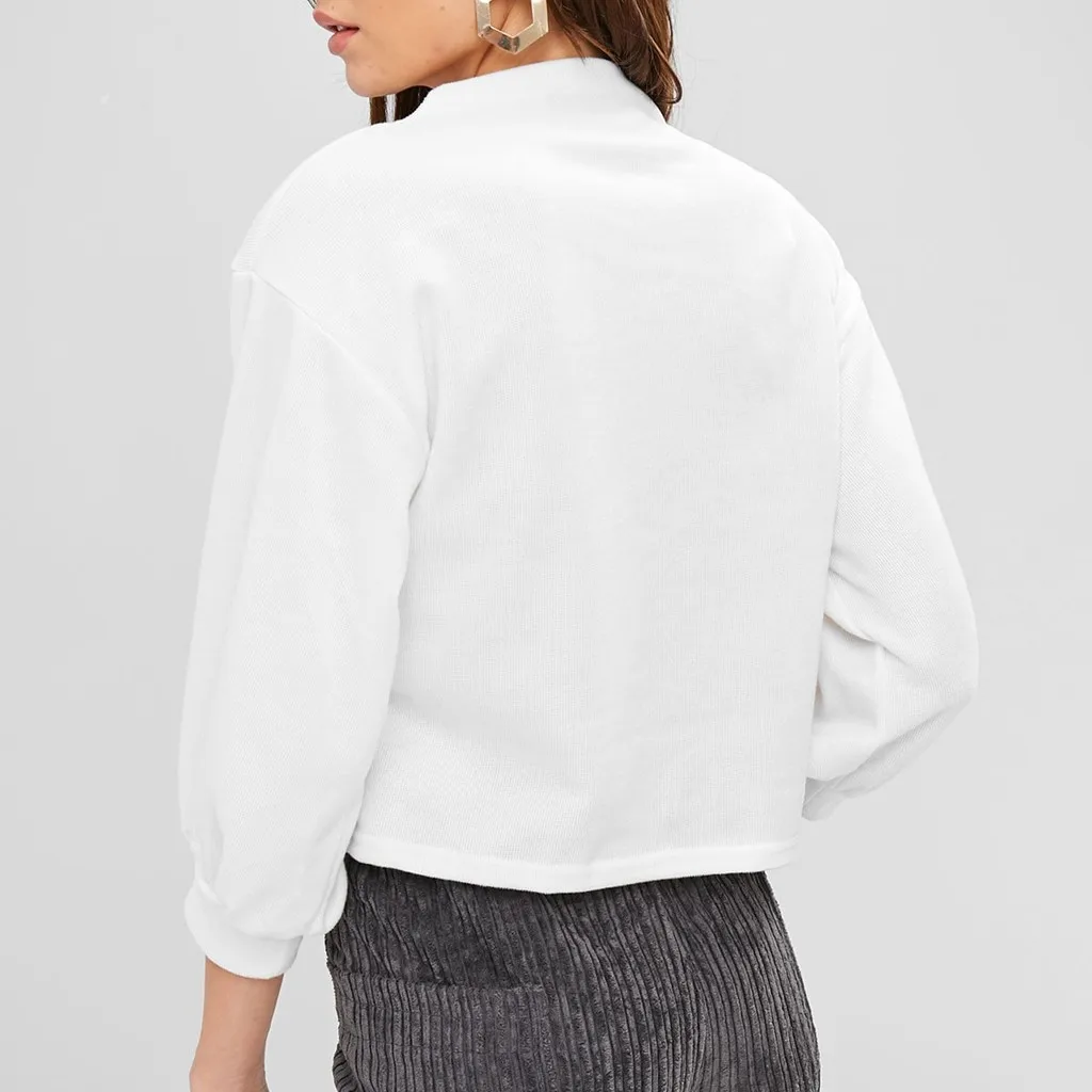 JAYCOSIN Fashion Women Casual Simple Solid Color Flower Embroidery Strappy Loose Hoodie Sweatshirt Comfortable Soft Blouse 