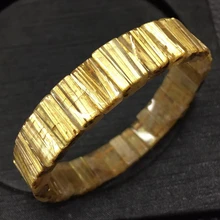 

Natural Gold Rutilated Quartz Bracelet Brazil Woman Men 12.5/5mm Rutilated Clear Rectangle Beads Wealthy AAAAAA