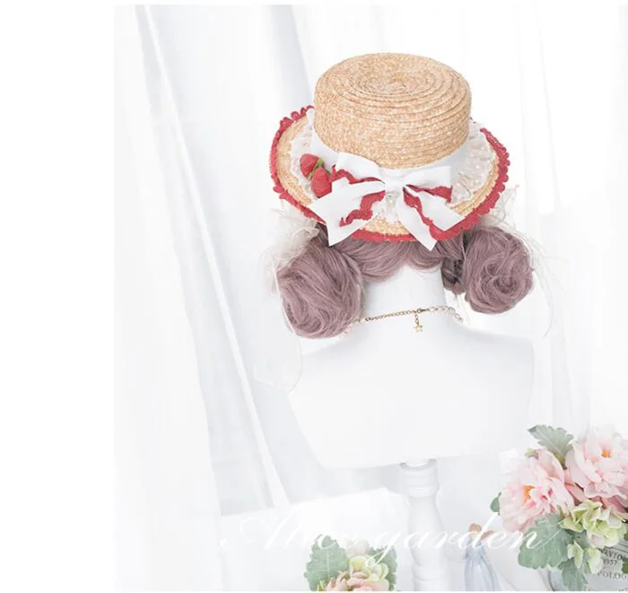 Harajuku Мягкая Девушка Лолита парик Сладкая ягода девушка булочка Лолита длинные вьющиеся волосы