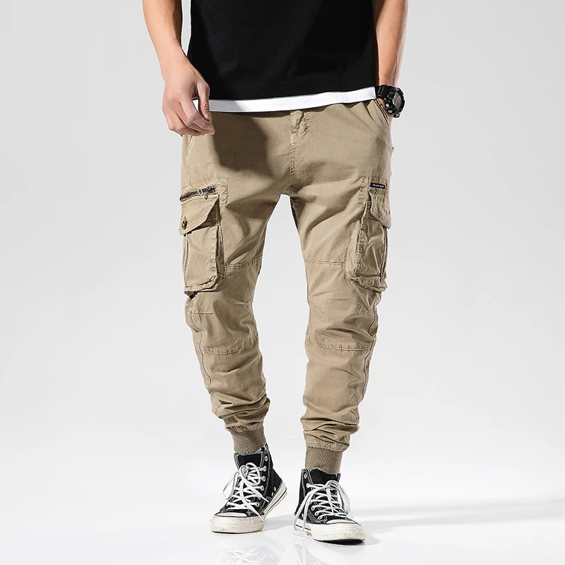 

Spring Autumn Joggers Men Multi-pockets Cotton Mens Cargo pants Ankle-length Streetwear Man Trousers