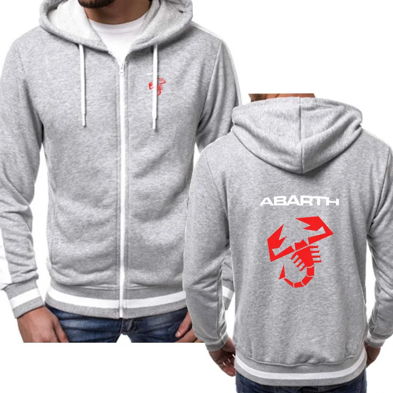 Мужские толстовки на автомобиль ABARTH С логотипом, модные повседневные толстовки в стиле хип-хоп Harajuku, цветные флисовые толстовки с капюшоном, куртка на молнии, мужская одежда